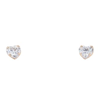 9ct Yellow Gold Cubic Zirconia Heart Stud Earrings