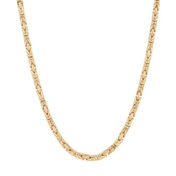 18ct Yellow ﻿Gold on Sterling Silver Solid 2.5mm Byzantine Chain Necklace