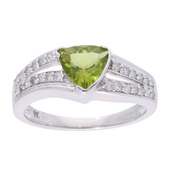 9ct White Gold Peridot and Diamond Dress Ring