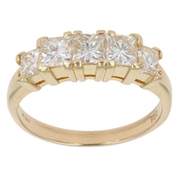 18ct Yellow Gold 1.50ct Princess Cut Diamond Five Stone Ring