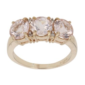 9ct Yellow Gold 0.05ct Diamond And Morganite Ring