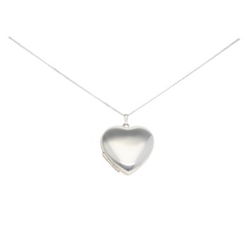 Silver Heart Locket And Chain 18"