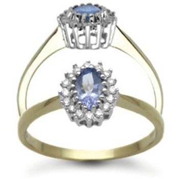 9 Carat Yellow Gold 0.12pts Diamond & Tanzanite Ring