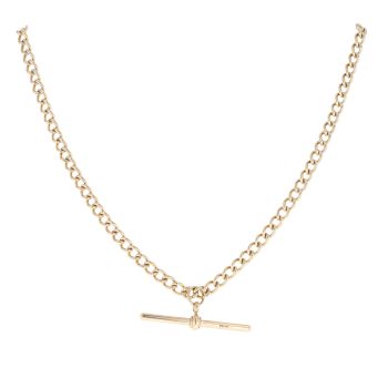 9ct Yellow Gold Albert And T-Bar Chain 18"