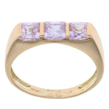 18ct Yellow Gold Purple Gemstone Three Stone Ring