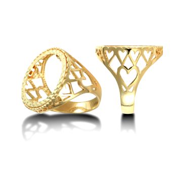9ct Yellow Gold Full Sovereign Hearts Ring Mount