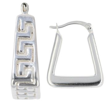 Silver Greek Key Handbag Hoop Earrings By Icesia