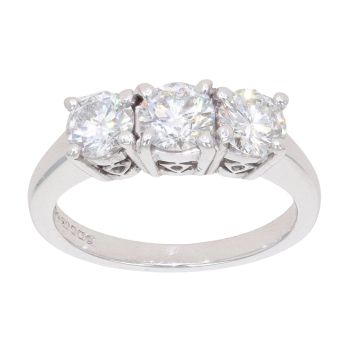 18ct White Gold 1.10cts Brilliant Cut Diamond Trilogy Ring
