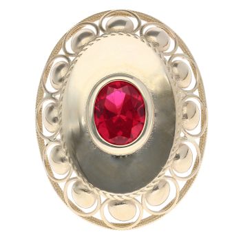 14ct Yellow Gold Red Gemstone Oval Ring