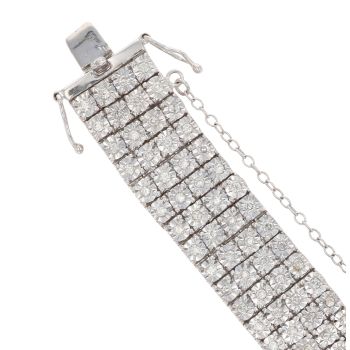 9ct White Gold 2.50ct Brilliant Cut Diamond Bracelet 6.5"