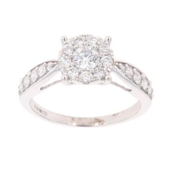 9ct White Gold 0.75ct Brilliant Cut Diamond Cluster Ring