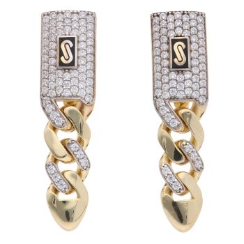 14ct Yellow Gold Monaco Alternate Cubic Zirconia Pave Drop Earrings