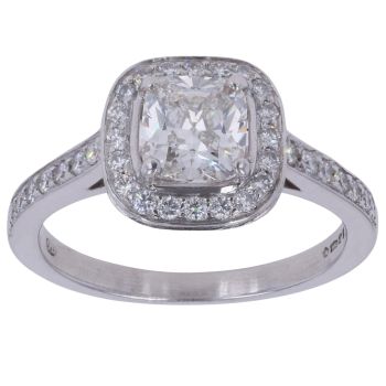 Platinum 1.30ct Diamond Solitaire Halo Ring