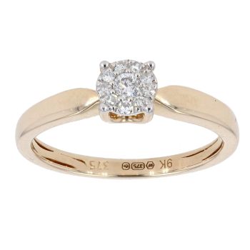 9ct Yellow Gold 0.09ct Diamond Cluster Ring by Anya Belle