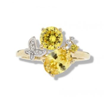 9ct Yellow Gold Yellow Cubic Zirconia Butterfly Ring