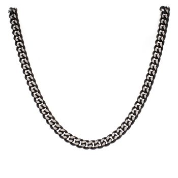 Stainless Steel Black IP Plated Curb Chain 20"