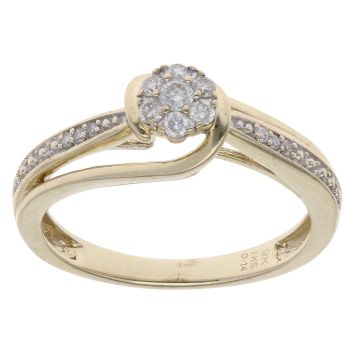 9ct Yellow Gold 0.14ct Diamond Cluster Ring