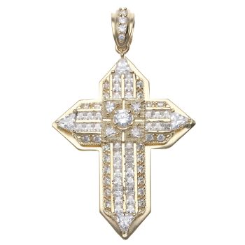 9ct Yellow Gold Cubic Zirconia Cross Pendant