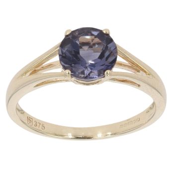 9ct Yellow Gold Iolite Single Stone Ring