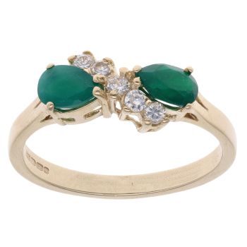 9ct Yellow Gold Chalcedony And Cubic Zirconia Dress Ring