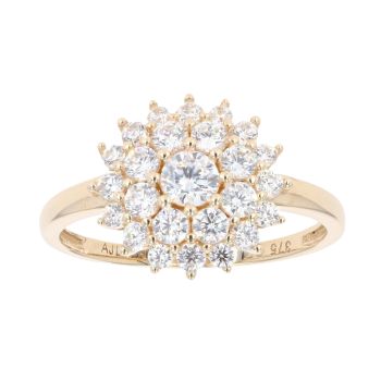 9ct Yellow Gold Cubic Zirconia Cluster Ring