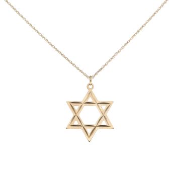 9ct Yellow Gold Star Of David Pendant And Chain 20"