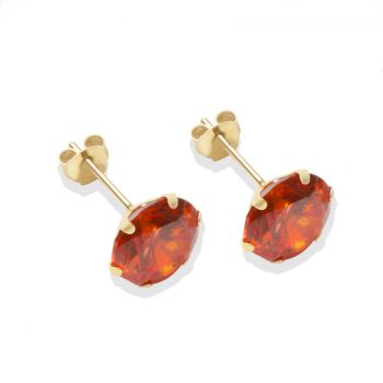 9ct yellow gold 8mm flame CZ stud Earrings