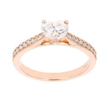 18ct Rose Gold 1.15ct Heart Cut Diamond Solitaire Ring