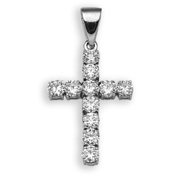 18 Carat White Gold 1.50ct Claw Set Diamond Cross