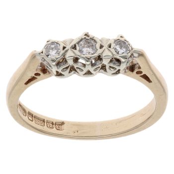 9ct Yellow Gold 0.10ct Diamond Trilogy Ring