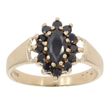 9ct Yellow Gold Sapphire Gemstone Cluster Ring