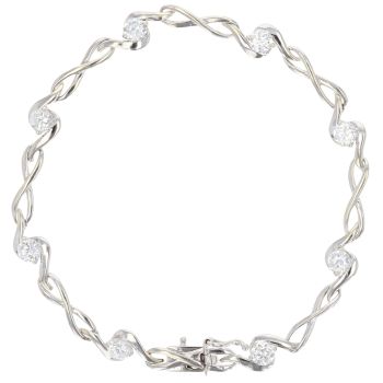 9ct White Gold Cubic Zirconia Infinity Bracelet 7"