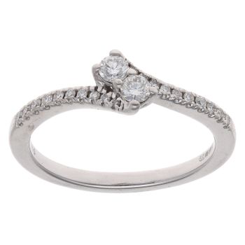 14ct White Gold 0.25ct Brilliant Cut Diamond Two Stone Ring