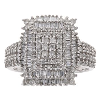 9ct White Gold 1.00ct Brilliant Cut Diamond Cluster Ring
