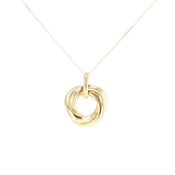9ct Yellow Gold Trio Circle Pendant And Chain 18"