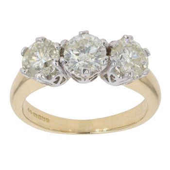 18ct Yellow Gold 2.15ct Brilliant cut Diamond Trilogy Ring