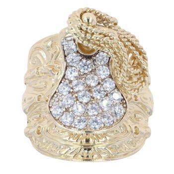 9ct yellow Gold Cubic Zirconia Saddle Ring