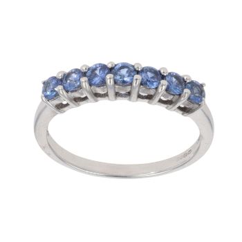 9ct White Gold Tanzanite Half Eternity Ring