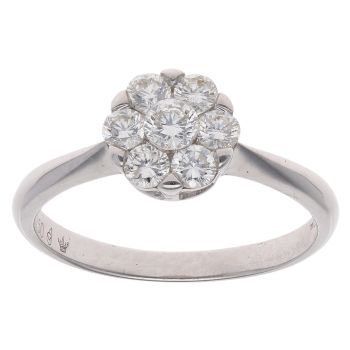 18ct White Gold 0.55ct Brilliant Cut Diamond Cluster Ring