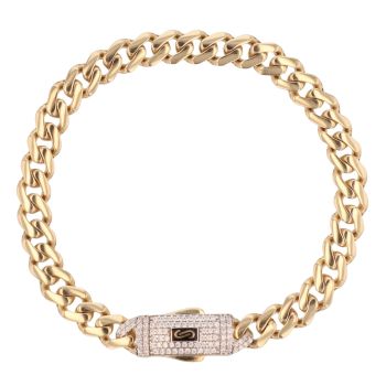 14ct Yellow Gold Monaco Classic Plain Lock Curb Bracelet 6.5"
