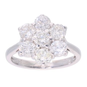 18ct White Gold 2.35ct Diamond Cluster Ring