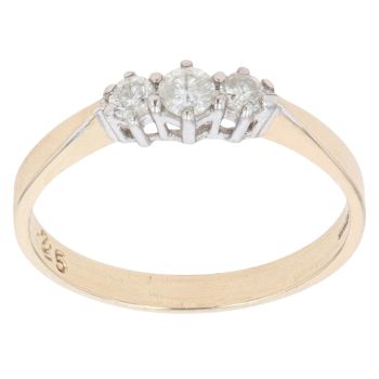 9ct Yellow Gold 0.25ct Diamond Trilogy Ring