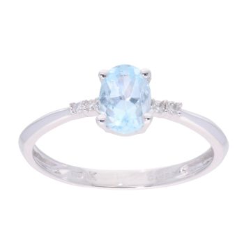 9ct White Gold Topaz and Diamond Dress Ring