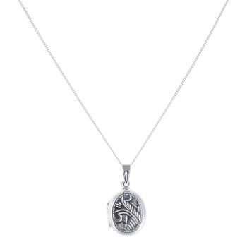 Silver Patterned Locket And Chain 18" By Icesia