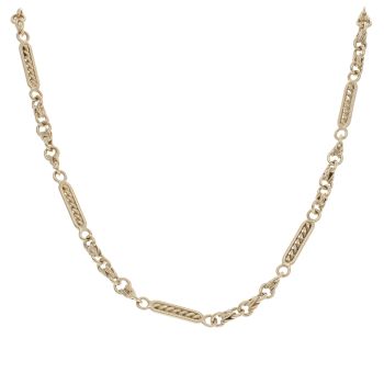 9ct Yellow Gold Bar and Rope Link Chain 20"