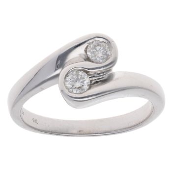 9ct White Gold 0.25ct Brilliant Cut Diamond Two Stone Ring