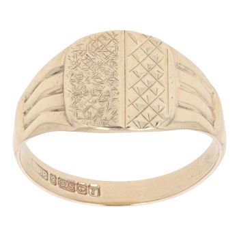 9ct Yellow Gold Patterned Signet Ring