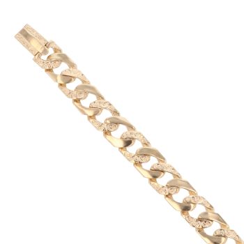 9ct Yellow Gold Textured Curb Bracelet 8"