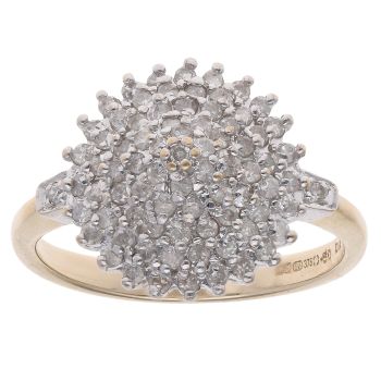 9ct Yellow Gold 0.50ct Brilliant Cut Diamond Cluster Ring