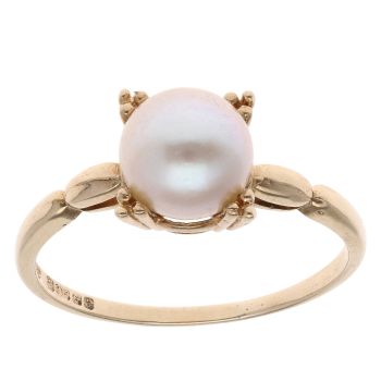 9ct Yellow Gold Pearl Single Stone Ring